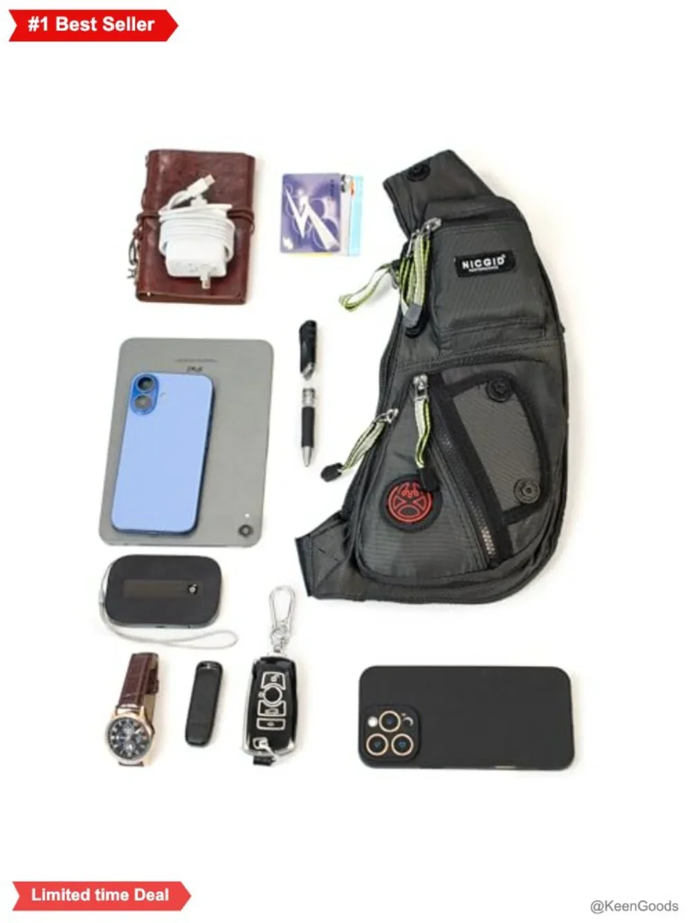 NICGID Sling Bag Chest Shoulder Backpack Crossbody Daypack Nylon